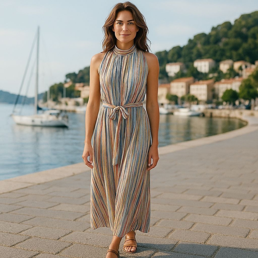 Jealous Tomato Multicolor Striped Maxi Dress Size M